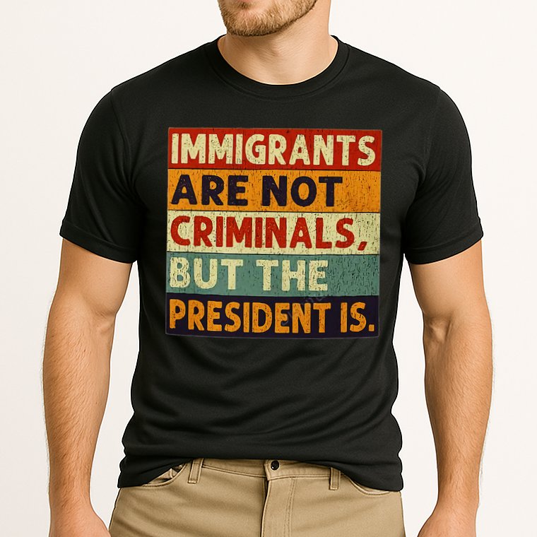 Immigrants Are Not Criminals But The President Is Funnyy Cooling Performance Crew T-Shirt