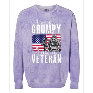 I Am Not Grumpy I Am A Veteran Patriotic Veteran Humor Colorblast Crewneck Sweatshirt