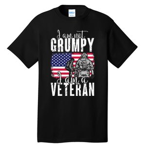 I Am Not Grumpy I Am A Veteran Patriotic Veteran Humor Tall T-Shirt