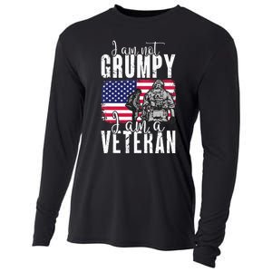 I Am Not Grumpy I Am A Veteran Patriotic Veteran Humor Cooling Performance Long Sleeve Crew