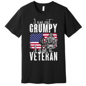 I Am Not Grumpy I Am A Veteran Patriotic Veteran Humor Premium T-Shirt