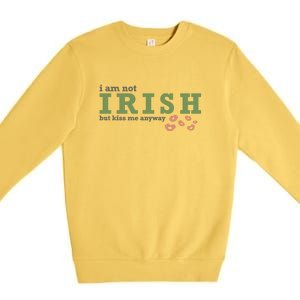 I Am Not Irish But Kiss Me Annyway Groovy St Patrick Day Premium Crewneck Sweatshirt