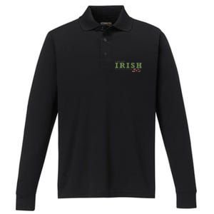 I Am Not Irish But Kiss Me Annyway Groovy St Patrick Day Performance Long Sleeve Polo