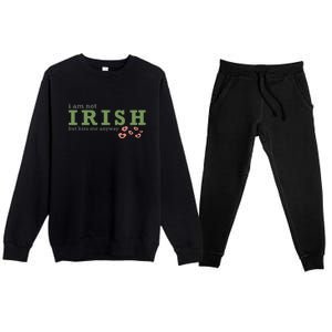 I Am Not Irish But Kiss Me Annyway Groovy St Patrick Day Premium Crewneck Sweatsuit Set