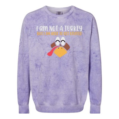 I Am Not A Turkey But I Am Here To Get Stuffed Funny Thanksgiving Colorblast Crewneck Sweatshirt