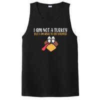 I Am Not A Turkey But I Am Here To Get Stuffed Funny Thanksgiving PosiCharge Competitor Tank