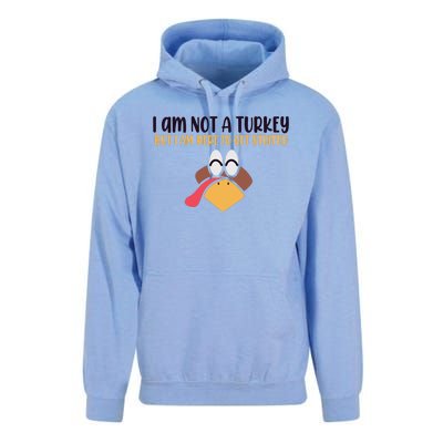 I Am Not A Turkey But I Am Here To Get Stuffed Funny Thanksgiving Unisex Surf Hoodie