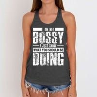 I Am Not Bossy Funny Saying Women's Knotted Racerback Tank