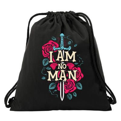 I Am No Man Drawstring Bag