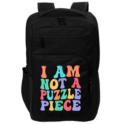 I Am Not A Puzzle Piece Actually Autistic Autism Awareness Impact Tech Backpack