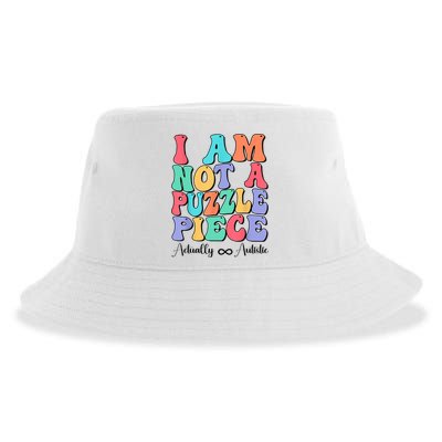 I Am Not A Puzzle Piece Actually Autistic Autism Awareness Sustainable Bucket Hat