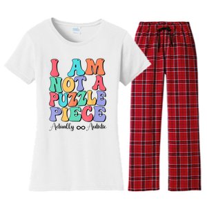 I Am Not A Puzzle Piece Actually Autistic Autism Awareness Women's Flannel Pajama Set