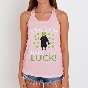 I'm A Ninja I Don't Need Luck Saint Patrick Day Women's Knotted Racerback Tank