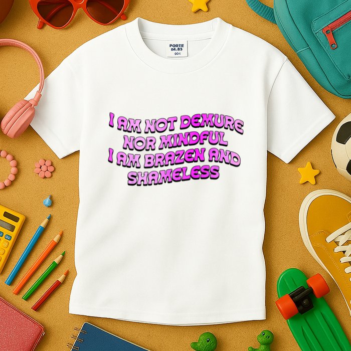 I Am Not Demure Nor Mindful I Am Brazen And Shameless Kids T-Shirt