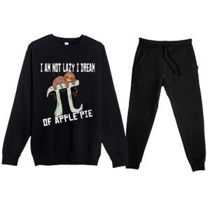 I Am Not Lazy I Dream Of Apple Pie Pi Day Sloth Gift Premium Crewneck Sweatsuit Set