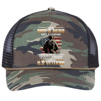 I Am Not A Hero Not A Legend I Am One Percent A Us Veteran Retro Rope Trucker Hat Cap