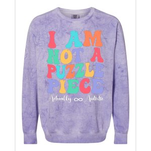 I Am Not A Puzzle Piece Actually Autistic Autism Awareness Colorblast Crewneck Sweatshirt