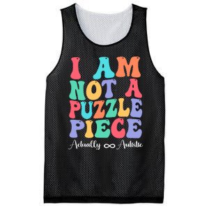 I Am Not A Puzzle Piece Actually Autistic Autism Awareness Mesh Reversible Basketball Jersey Tank