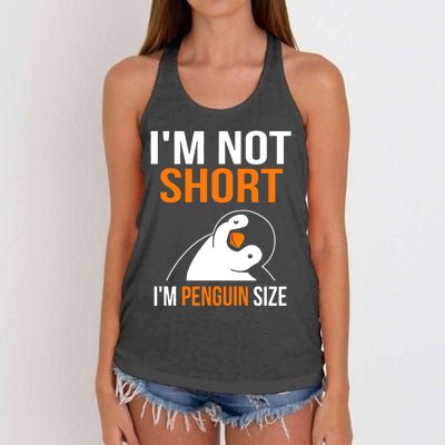 I Am Not Short I Am Penguin Size 98 Gift Women's Knotted Racerback Tank