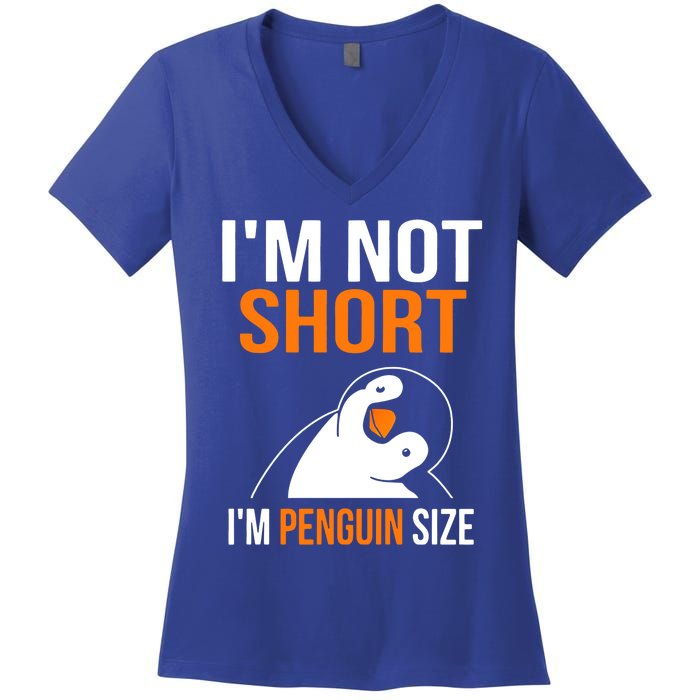 I Am Not Short I Am Penguin Size 98 Gift Women's V-Neck T-Shirt