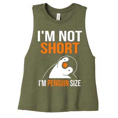 I Am Not Short I Am Penguin Size 98 Gift Women's Racerback Cropped Tank