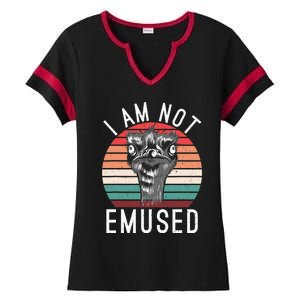 I Am Not Emused Funny bird lover Emu Pun Ladies Halftime Notch Neck Tee