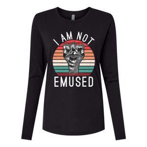 I Am Not Emused Funny bird lover Emu Pun Womens Cotton Relaxed Long Sleeve T-Shirt