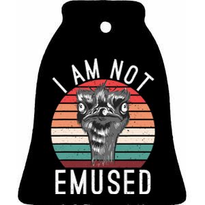 I Am Not Emused Funny bird lover Emu Pun Ceramic Bell Ornament