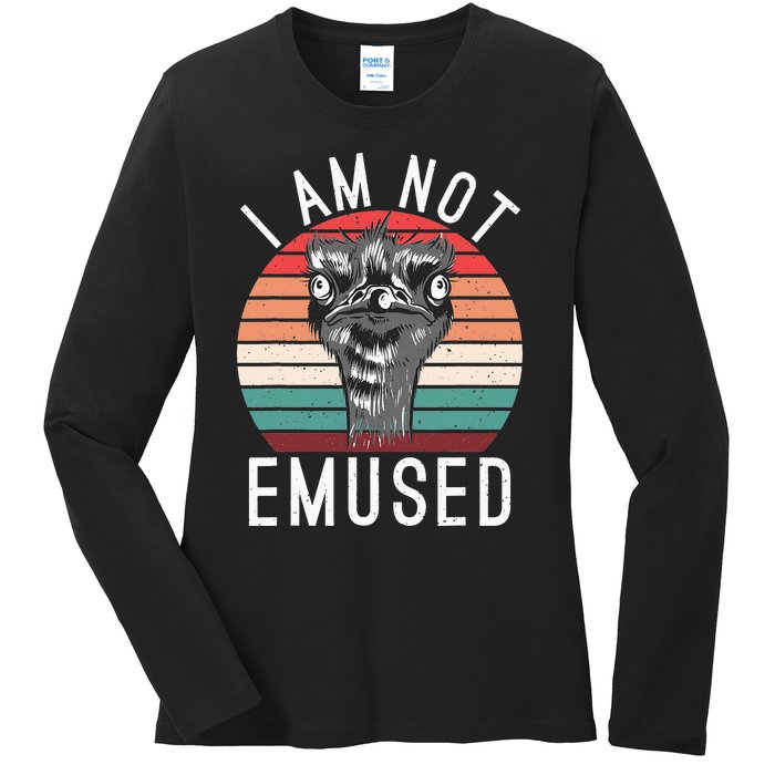 I Am Not Emused Funny bird lover Emu Pun Ladies Long Sleeve Shirt