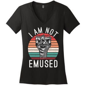 I Am Not Emused Funny bird lover Emu Pun Women's V-Neck T-Shirt