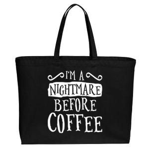 IM A Nightmare Before Coffee Caffeine Lover Cotton Canvas Jumbo Tote