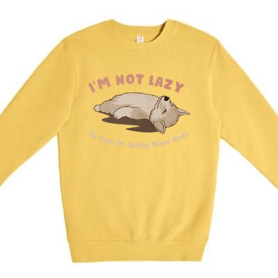 I Am Not Lazy IM Just On Saving Power Mode Cute Dog Premium Crewneck Sweatshirt