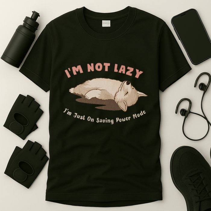 I Am Not Lazy IM Just On Saving Power Mode Cute Dog T-Shirt