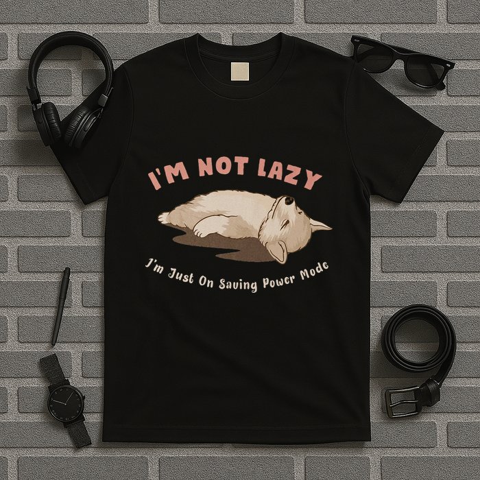 I Am Not Lazy IM Just On Saving Power Mode Cute Dog T-Shirt
