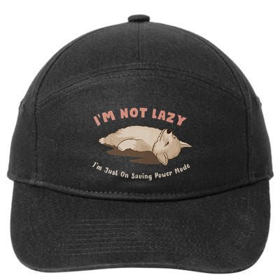 I Am Not Lazy IM Just On Saving Power Mode Cute Dog 7-Panel Snapback Hat