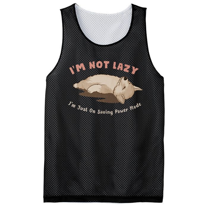 I Am Not Lazy IM Just On Saving Power Mode Cute Dog Mesh Reversible Basketball Jersey Tank