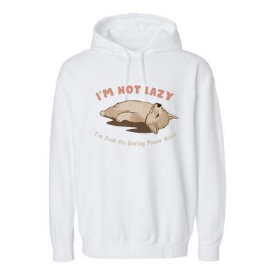 I Am Not Lazy IM Just On Saving Power Mode Cute Dog Garment-Dyed Fleece Hoodie