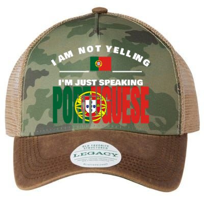 I Am Not Yelling I'm Just Speaking Portuguese Flag Portugal Gift Legacy Tie Dye Trucker Hat