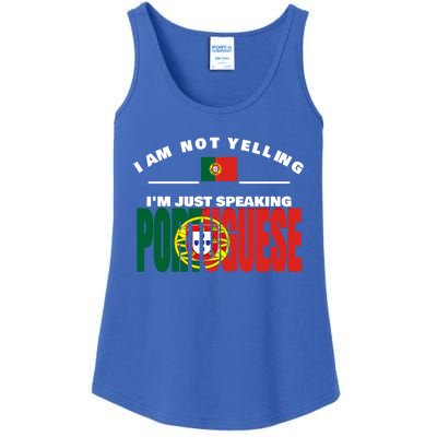 I Am Not Yelling I'm Just Speaking Portuguese Flag Portugal Gift Ladies Essential Tank