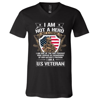 I Am Not A Hero Not A Legend I Am A Us Veteran Usa Military V-Neck T-Shirt