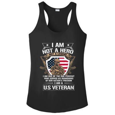 I Am Not A Hero Not A Legend I Am A Us Veteran Usa Military Ladies PosiCharge Competitor Racerback Tank