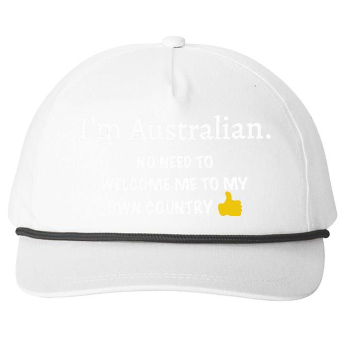 IM Australian No Need To Welcome Me To My Own Country Snapback Five-Panel Rope Hat