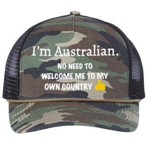 IM Australian No Need To Welcome Me To My Own Country Retro Rope Trucker Hat Cap