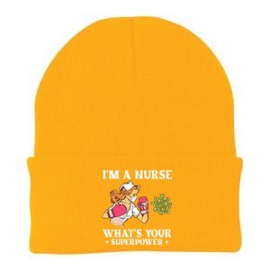 Im A Nurse Whats Your Superpower Funny Medical Cute Gift Knit Cap Winter Beanie