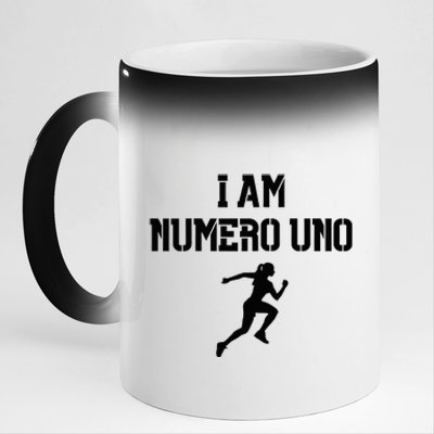 I Am Numero Uno Cardio Strong Female Bodybuilder Running 11oz Black Color Changing Mug