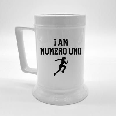 I Am Numero Uno Cardio Strong Female Bodybuilder Running Beer Stein