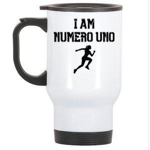 I Am Numero Uno Cardio Strong Female Bodybuilder Running Stainless Steel Travel Mug