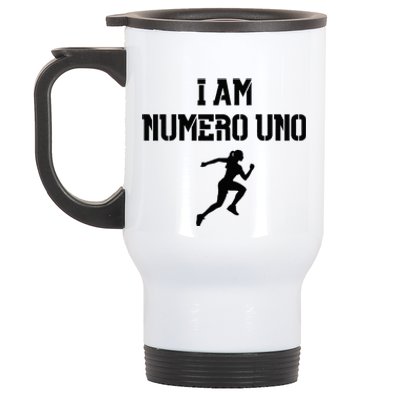 I Am Numero Uno Cardio Strong Female Bodybuilder Running Stainless Steel Travel Mug