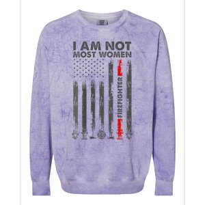 I Am Not Most Women Firefighter American Flag Colorblast Crewneck Sweatshirt