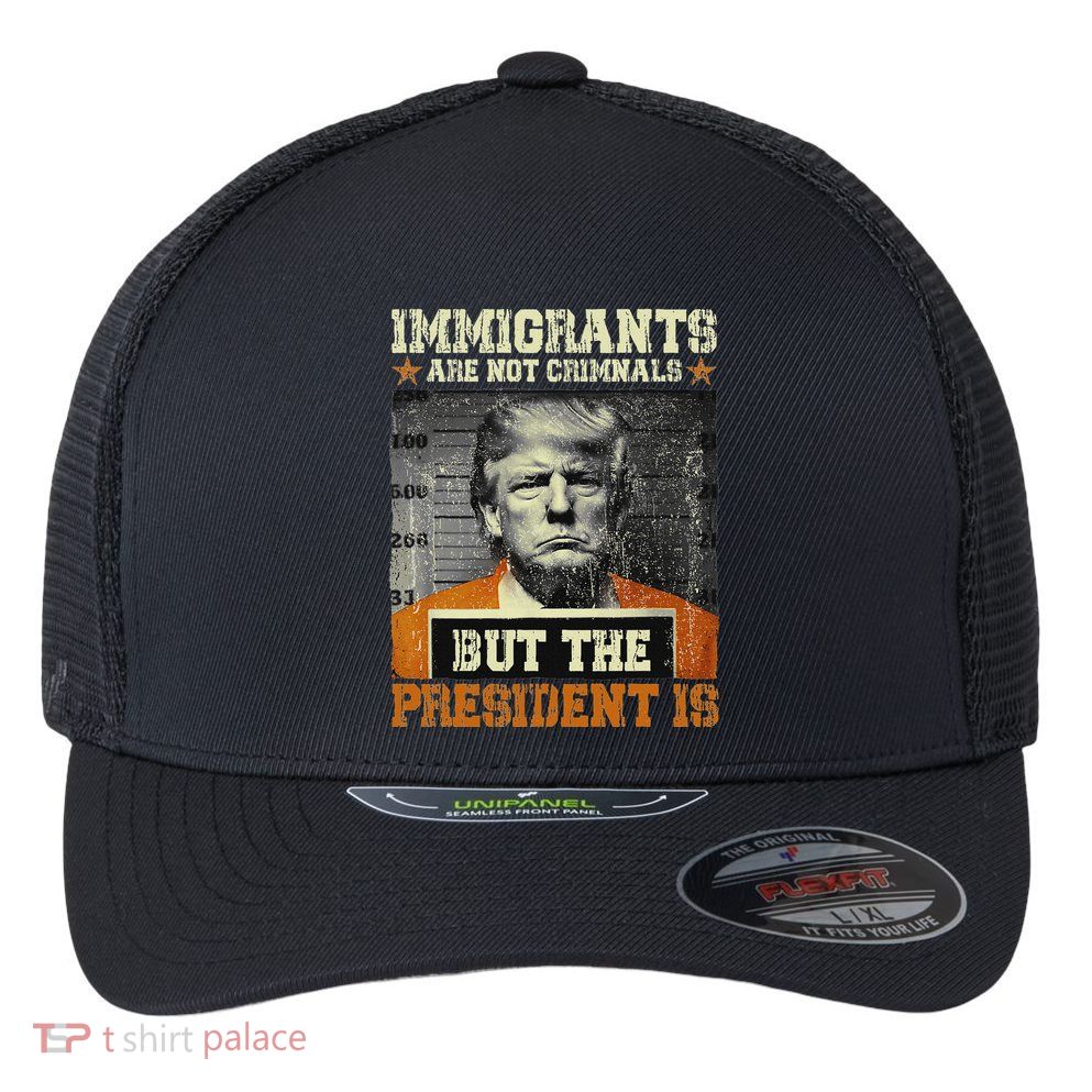 Immigrants Are Not Criminals But The President Is Funny Flexfit Unipanel Trucker Cap